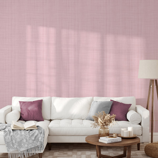 Blush Pink Linen Texture Wallpaper L045