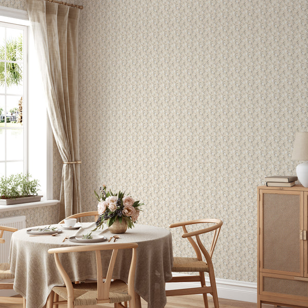 Beige Wildflowers Wallpaper L077