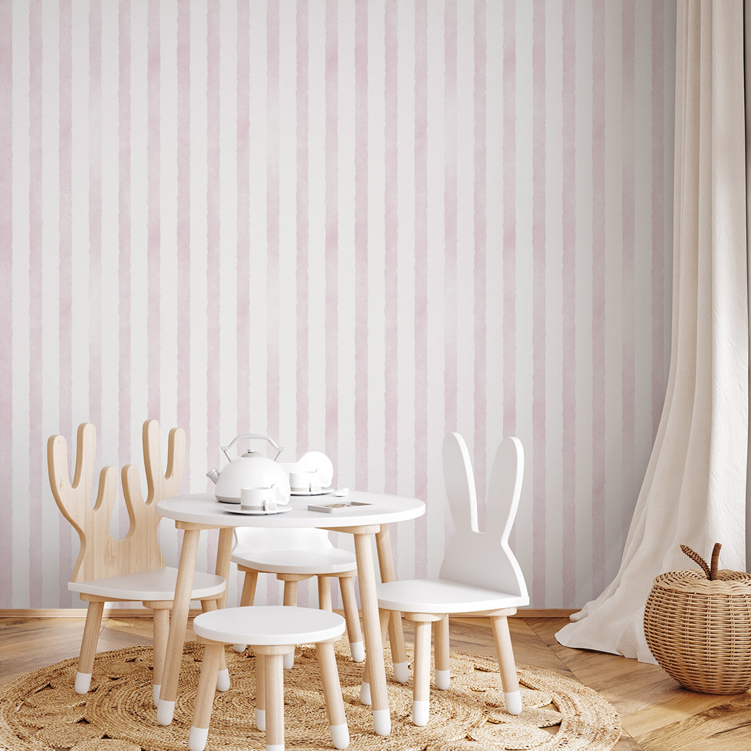 Pink Watercolor Stripes Wallpaper A058
