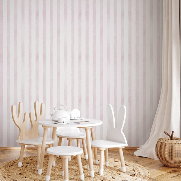 Pink Watercolor Stripes Wallpaper A058 - CostaCover-Peel and stick Removable Wallpaper-Abstract-abstract lines-abstract mural
