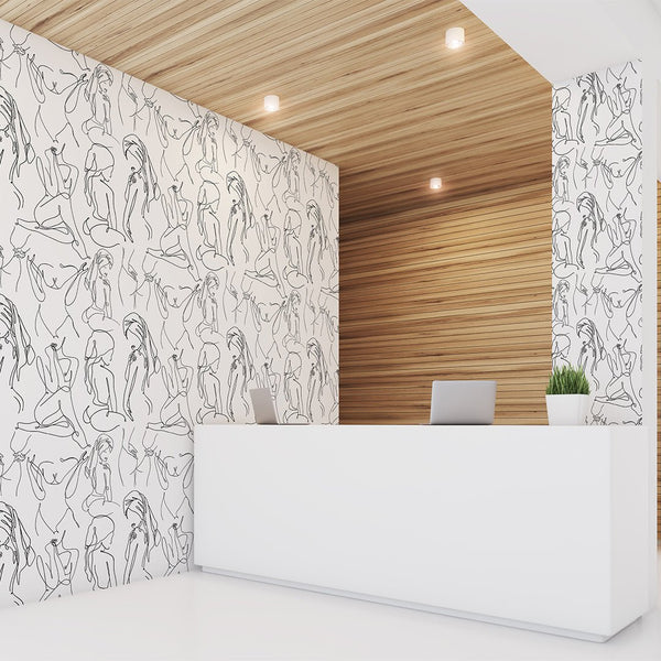 Body Line Art Wallpaper W060 - CostaCover - Peel and stick Removable Wallpaper - Abstract - abstract lines - abstract wall art