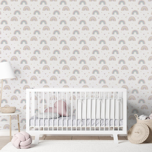 Tiny Rainbows Wallpaper A046 - CostaCover-Peel and stick Removable Wallpaper-accent wallpaper-adhesive wallpaper-baby bedroom