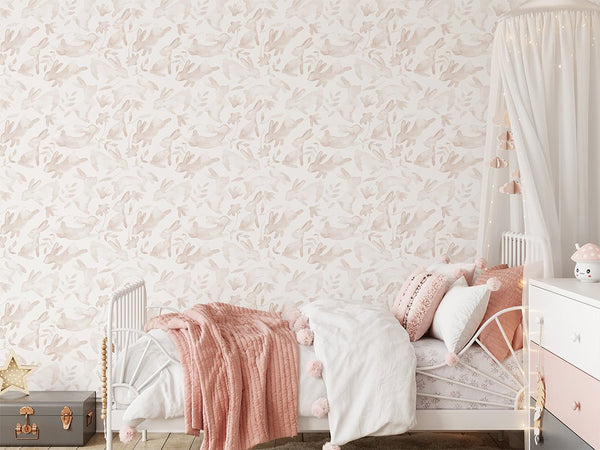 Beige Bunnies Nursery Wallpaper W167 - CostaCover-Peel and stick Removable Wallpaper-abstract wallpaper-accent wallpaper-adhesive wallpaper