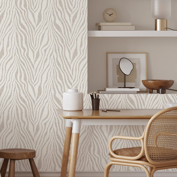 Neutral Beige Zebra Grasscloth Wallpaper CG021 - CostaCover - Traditional Wallpaper - Abstract - abstract floral - abstract lines