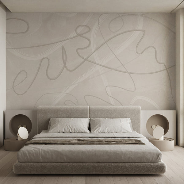 Nude Lines Wall Mural AM005 - CostaCover - Peel and stick Removable Wallpaper - about walls - Abstract - Abstract Labyrinth Lines