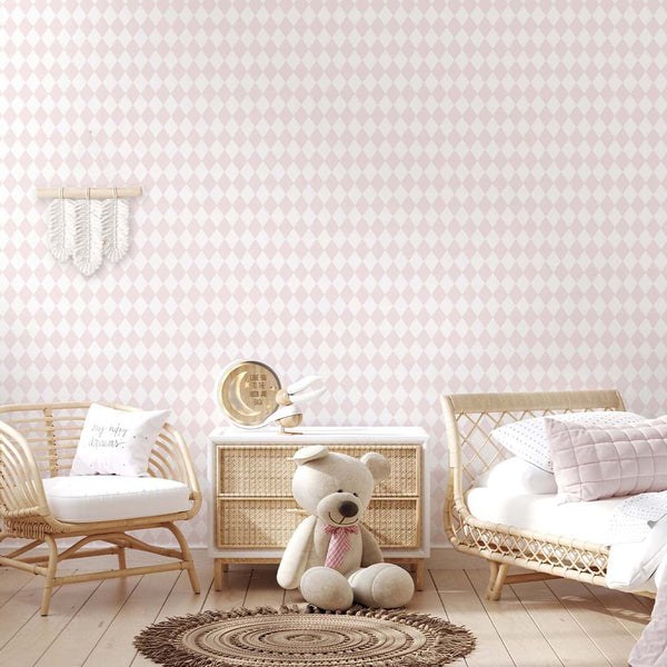 Pastel Pink Rhombus Wallpaper S025 - CostaCover - Peel and stick Removable Wallpaper - abstract wallpaper - accent wallpaper - adhesive wallpaper