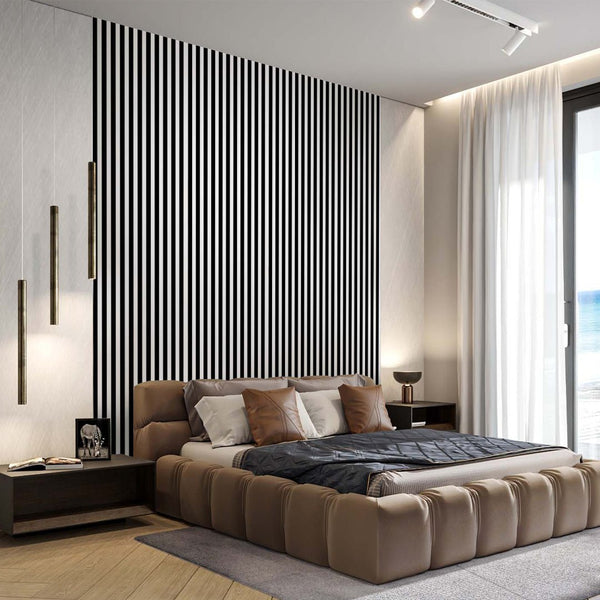 Black & White Stripes Wallpaper S031 - CostaCover - Peel and stick Removable Wallpaper - abstract lines - abstract wall art - abstract wallpaper