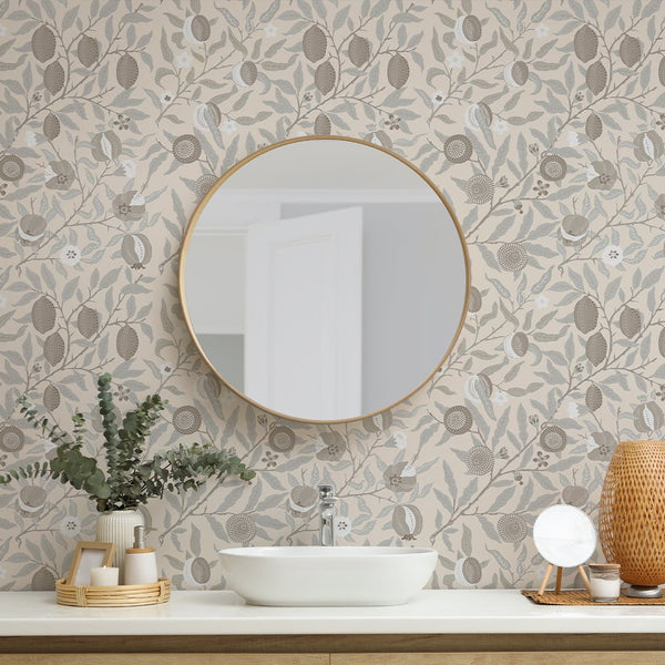 Beige Fruit or Pomegranate by Morris Wallpaper W114 - CostaCover - Peel and stick Removable Wallpaper - abstract wallpaper - accent wallpaper - adhesive wallpaper