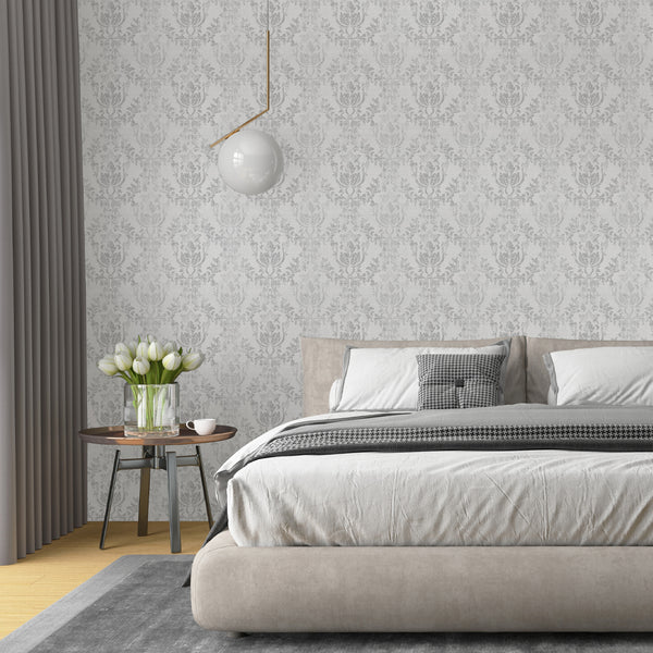 Gray Rococo Wallpaper W102 - CostaCover - Peel and stick Removable Wallpaper - abstract wall art - abstract wallpaper - accent wallpaper