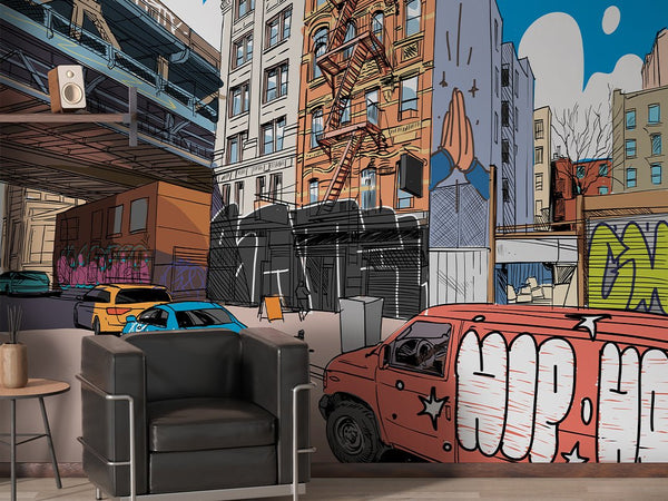 Street Comics Style Wall Mural CCM183 - CostaCover - Peel and stick Removable Wallpaper - Abstract - abstract arches - abstract floral