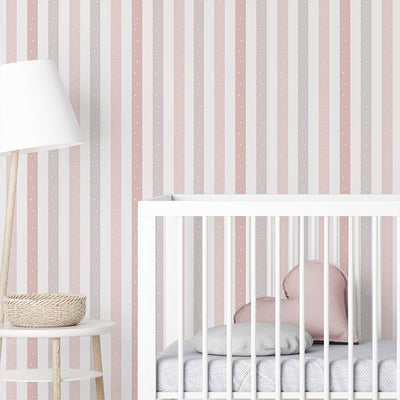 Pink Stripe Polka Dot Wallpaper A086