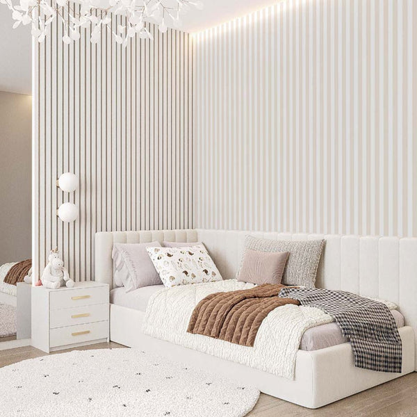 Beige Vertical Stripes Wallpaper S015 - CostaCover-Peel and stick Removable Wallpaper-accent wallpaper-adhesive wallpaper-baby bedroom