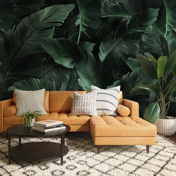 Dark Banana Leaves Wall Mural WM019