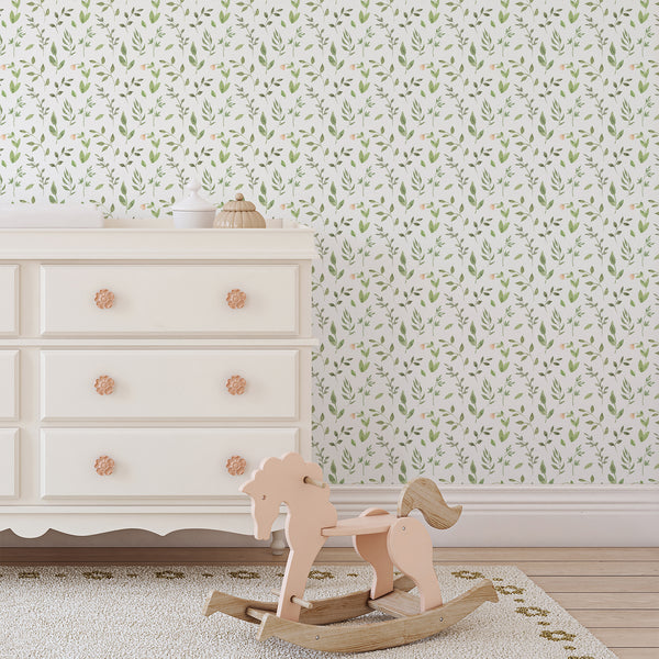 Green Botanical Nursery Wallpaper L136