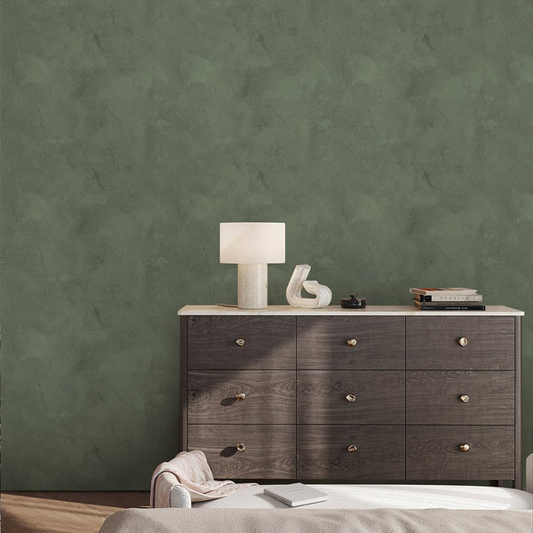 Green Limewash Plaster Wallpaper A035 - CostaCover-Peel and stick Removable Wallpaper-Abstract-Abstract Plaster-abstract wall art