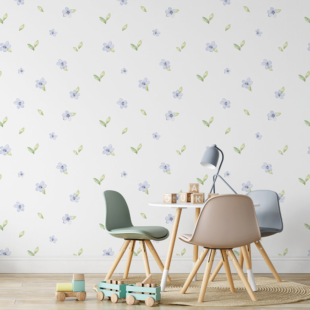 Blue Petite Flowers Wallpaper S066
