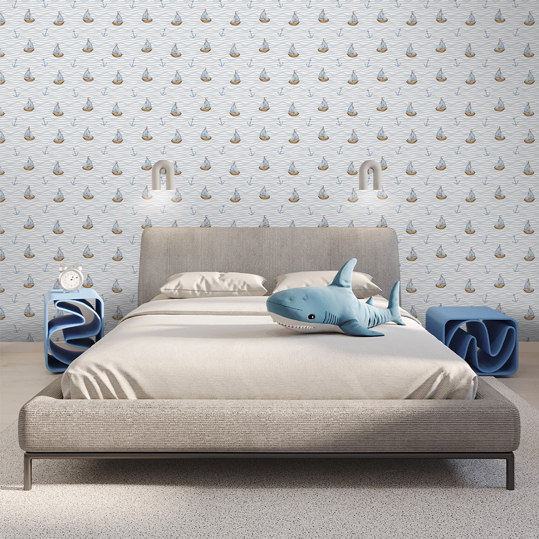 Tiny Sailboat & Wave Wallpaper A061