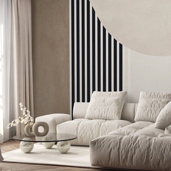 Beige Black Shapes Wall Mural AM047 - CostaCover - Peel and stick Removable Wallpaper - about walls - Abstract - abstract arches