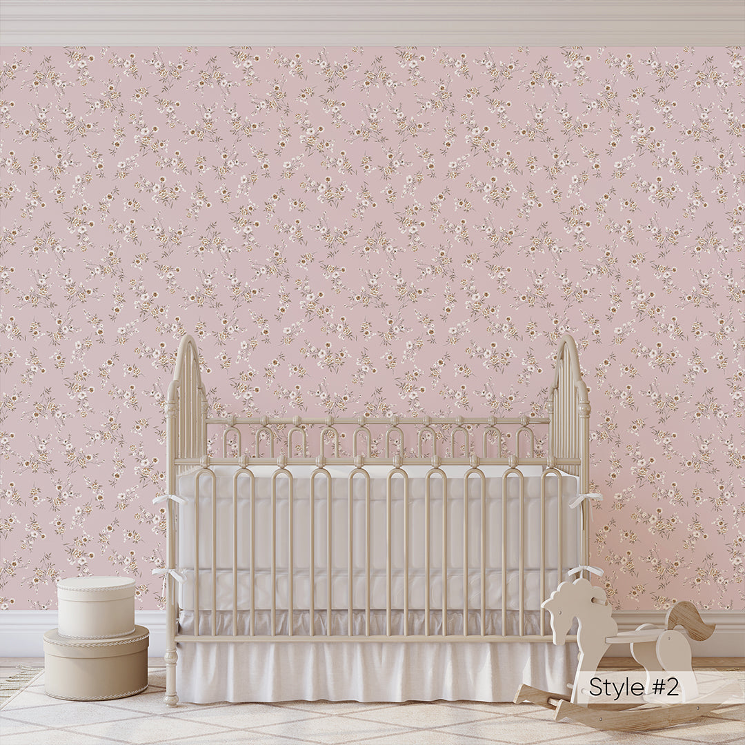 Beige Pink Tiny Flowers Wallpaper W150