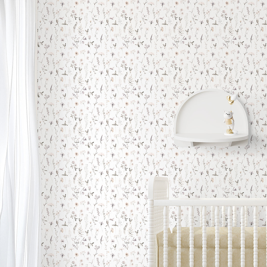 Tiny Neutral Wildflowers Wallpaper S064