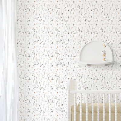 Tiny Neutral Wildflowers Wallpaper S064
