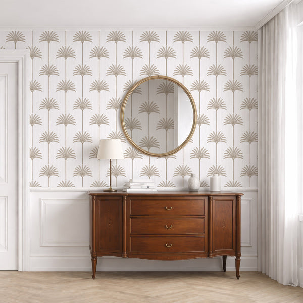 Neutral Beige Palm Tree Wallpaper L004