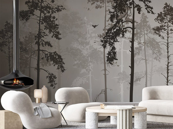 Abstract Foggy Forest Wall Mural AM067 - CostaCover - Peel and stick Removable Wallpaper - Abstract - abstract floral - abstract forest