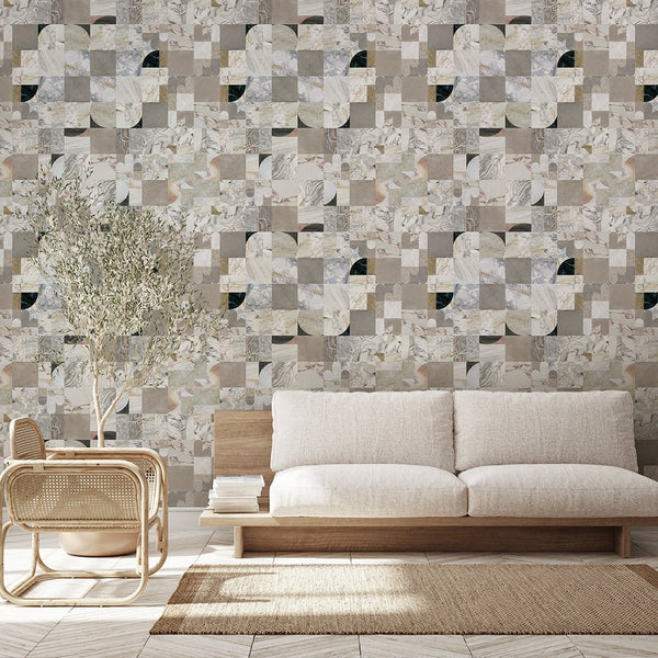 Square Marble Tile Wallpaper A011 - CostaCover - Peel and stick Removable Wallpaper - about walls - abstract marble - abstract wallpaper