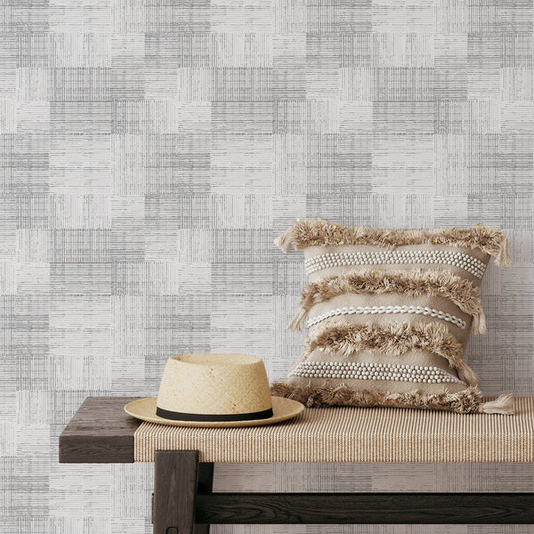 Soft Gray Checker Grasscloth Wallpaper CG022 - CostaCover - Traditional Wallpaper - Abstract - abstract lines - abstract wall art