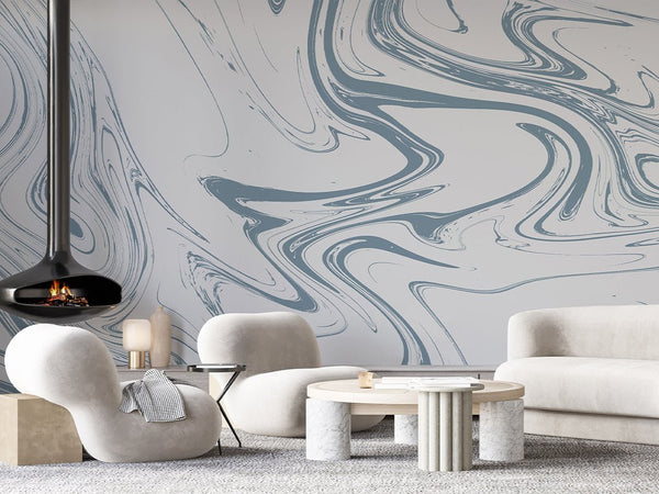 Blue Gray Marble Wall Mural AM052 - CostaCover - Peel and stick Removable Wallpaper - about walls - Abstract - abstract lines