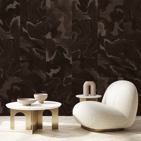 Dark Brown Marble Squares Wall Mural AM030 - CostaCover - Peel and stick Removable Wallpaper - Abstract - Abstract Labyrinth Lines - abstract lines