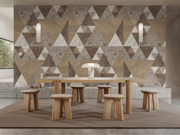 Marble and Wood Triangles Wall Mural AM102 - CostaCover - Peel and stick Removable Wallpaper - about walls - Abstract - abstract lines
