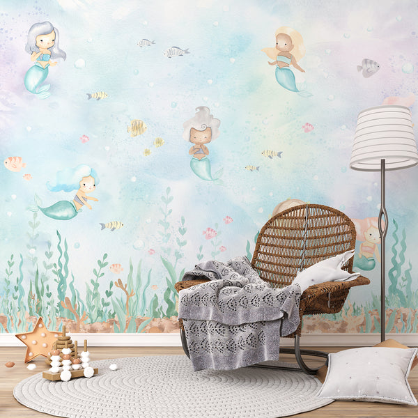 Mermaid Nursery Wall Mural LM007