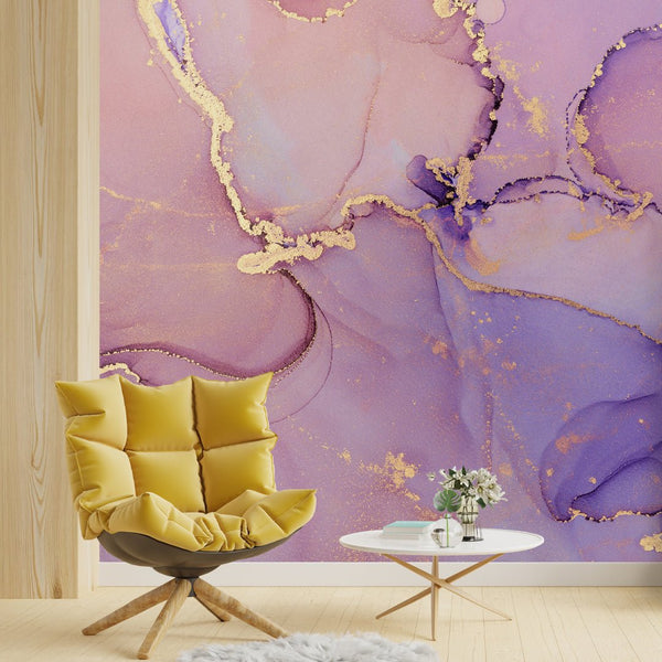 Lilac Purple Watercolor Ink Wall Mural CCM128 - CostaCover - Peel and stick Removable Wallpaper - abstract wallpaper - accent wallpaper - alcohol ink print
