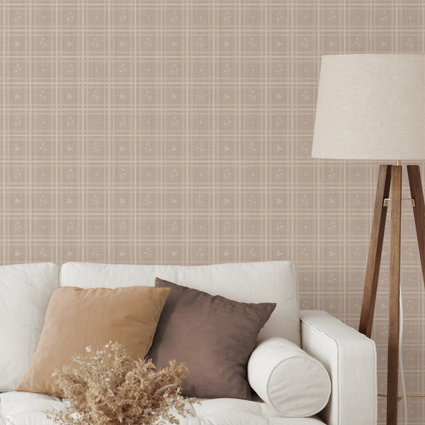 Taupe Beige Floral Wallpaper L152