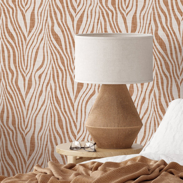 Abstract Terracotta Zebra Grasscloth Wallpaper CG017 - CostaCover - Traditional Wallpaper - Abstract - Abstract Labyrinth Lines - abstract lines