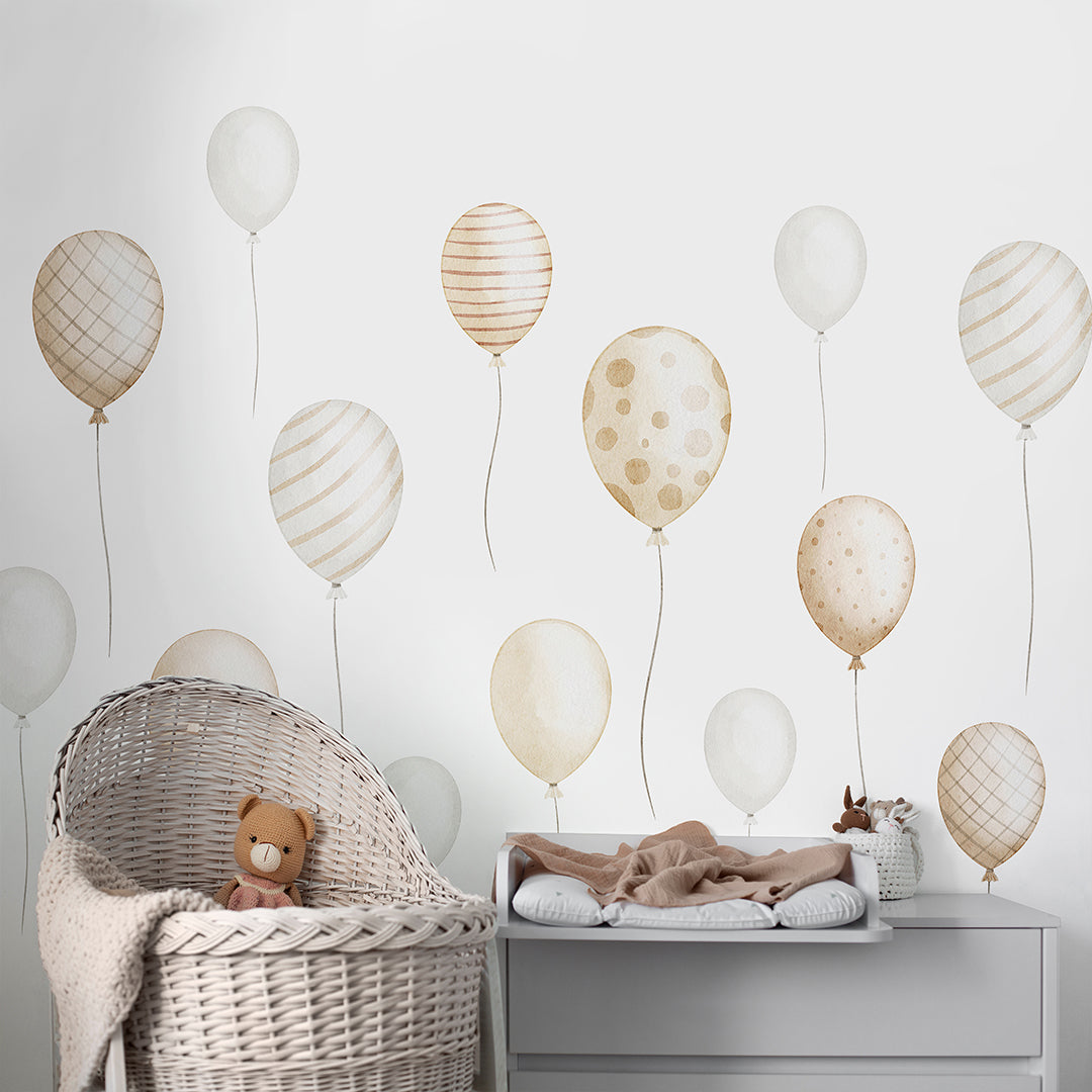 Beige Flying Balloons Wall Mural SM081