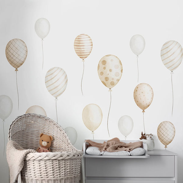 Beige Flying Balloons Wall Mural SM081 - CostaCover - Peel and stick Removable Wallpaper - Abstract - abstract wall art - abstract wallpaper