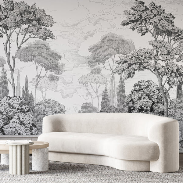 Gray Forest Toile Wall Mural AM205