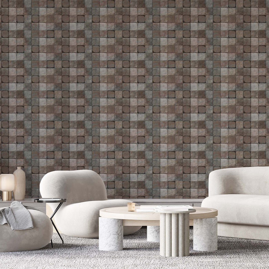 Brown Gray Square Stones Wallpaper A018