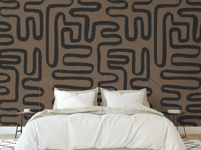 Brown Black Abstract Line Self Adhesive Wallpaper W011