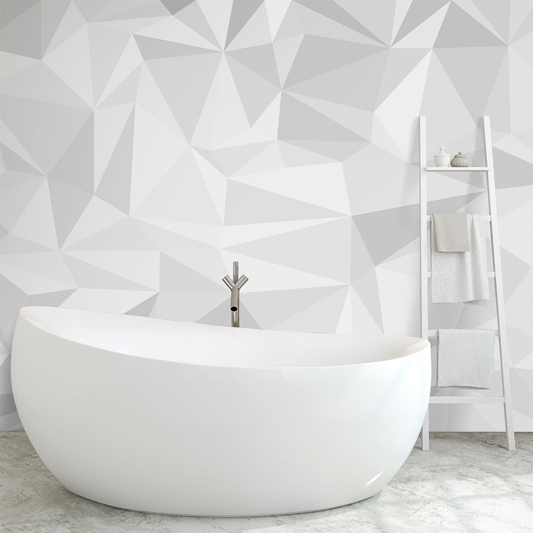 White and Gray Geometric Wall Mural