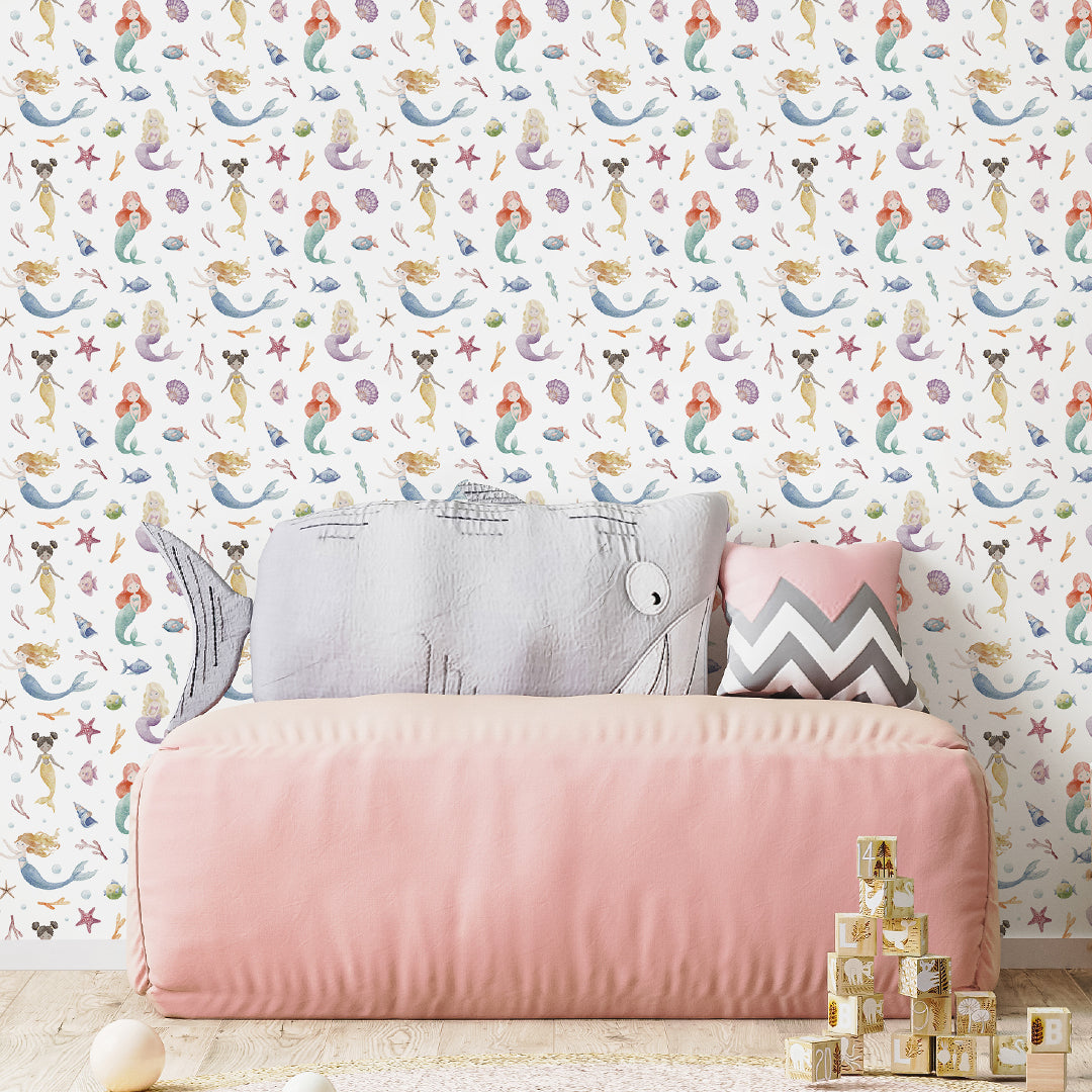 Cute Tiny Mermaids Wallpaper S091