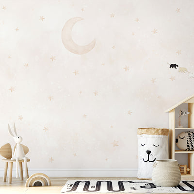 Beige Moon & Stars Wall Mural SM073