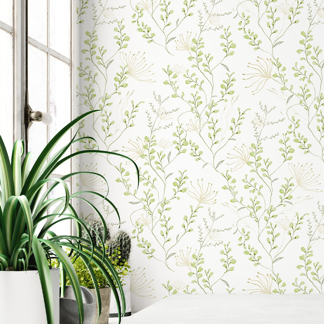 Green Wildflowers Wallpaper W046