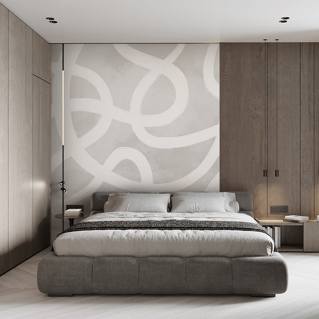 Gray & White Lines Wall Mural AM008