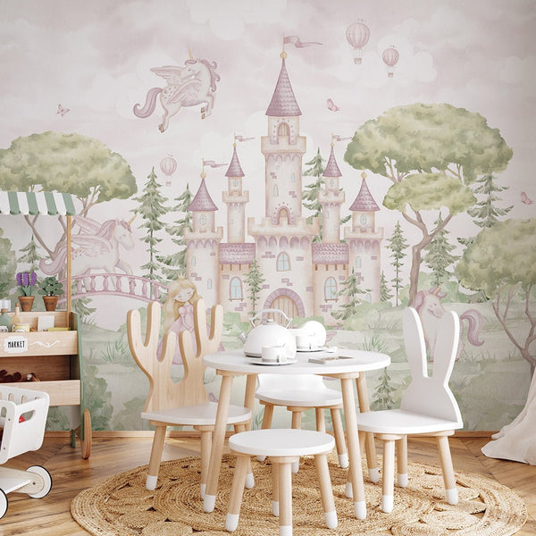 Woodland Magic Kingdom Wall Mural AM147 - CostaCover-Peel and stick Removable Wallpaper-accent wallpaper-adhesive wallpaper-baby bedroom