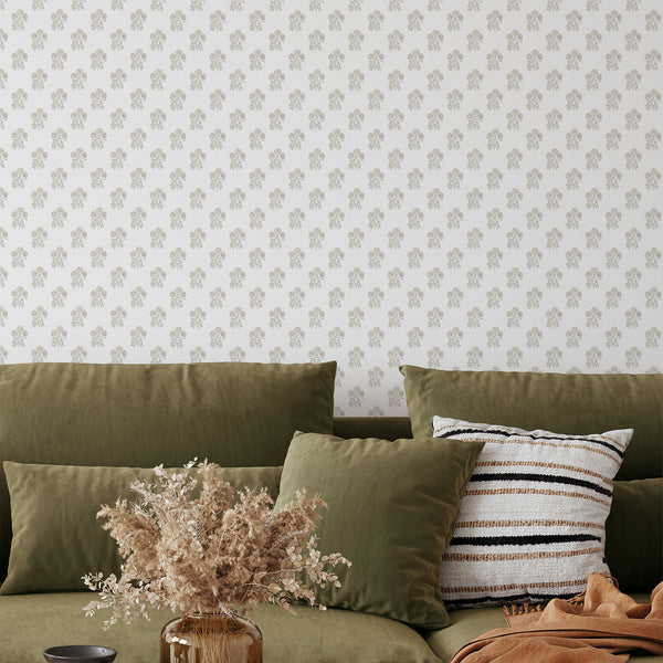 Beige Vintage Floral Wallpaper CC371