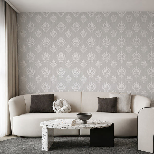 Light Gray Leaf Wallpaper L030