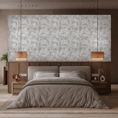 Gray Palm Leaf Wallpaper A122